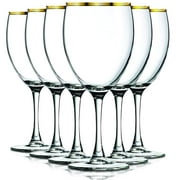 TableTop King 10 oz Wine Glasses, Stemmed Style, Nuance Accent, Gold Banded Rim, Set of 6