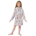 thumbnail image 6 of FORMRS Niños Bathrobe Unisex Hooded Robe Soft Plush Pajamas Sleepwear, Size 2-3T, Purple Wildflower Pattern, 6 of 7