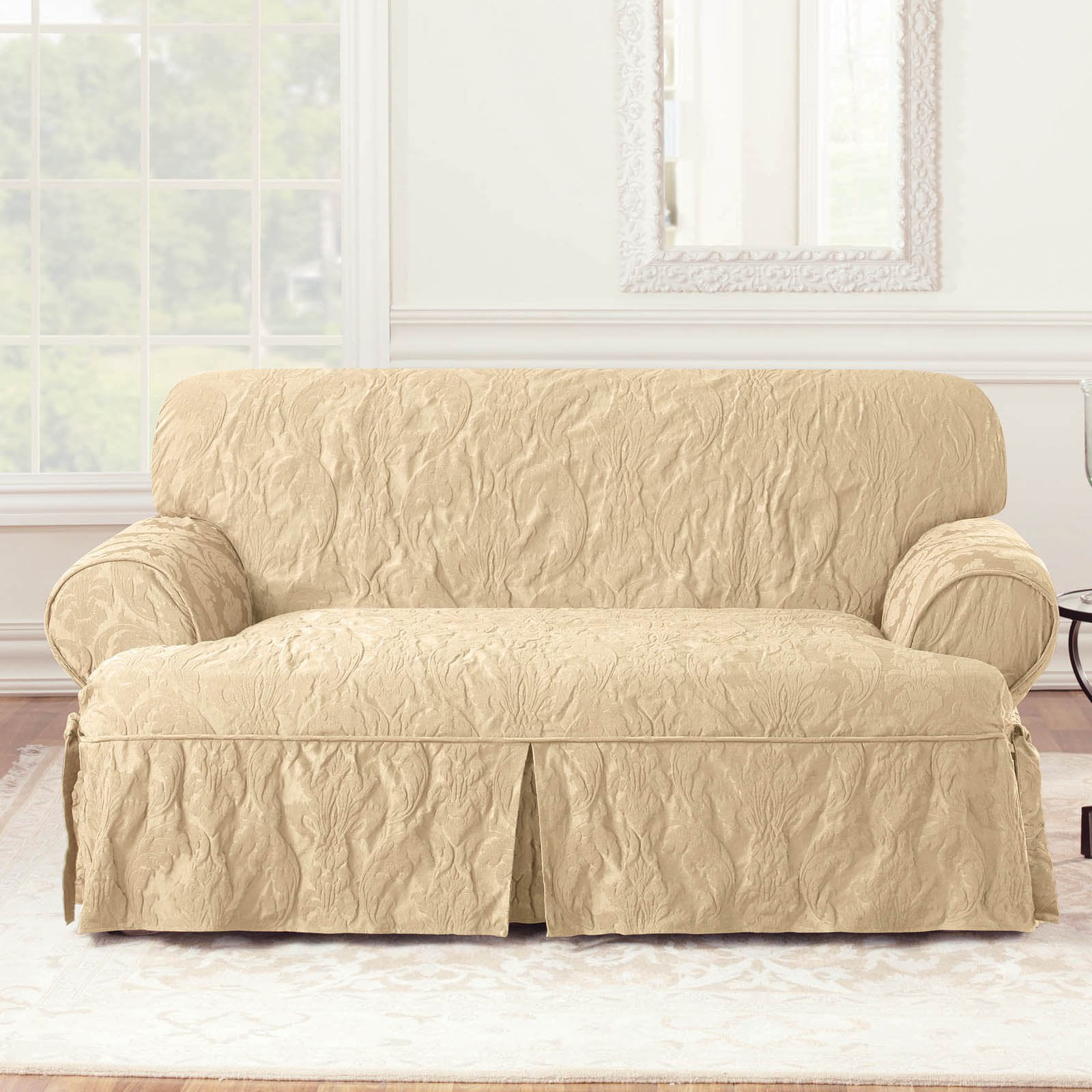 Sure Fit Matelasse Damask TCushion Loveseat Slipcover