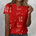 thumbnail image 2 of Tnhcen Women's Valentine's Day Heart Print Graphic T - Shirt Short Sleeve Neck Casual Tee Relaxed Fit Cotton T-Shirt for Women S - 3XL, 2 of 5