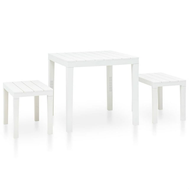 vidaXL Table de Jardin avec 2 Bancs Plastique Blanc