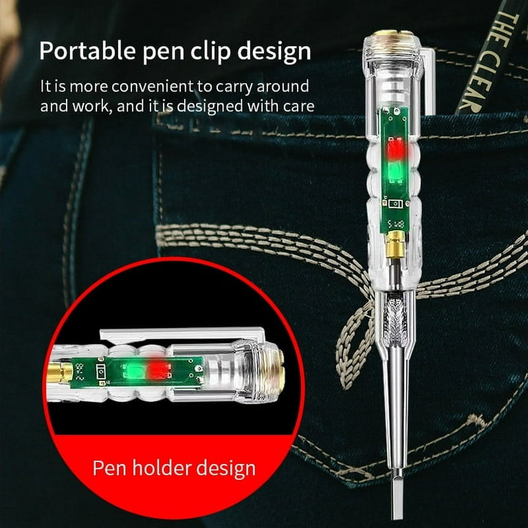 Insulated Voltage Tester Screwdriver with LED Light Magnetic Tip Ergonomic  Power Detector Screwdriver Tools Electrical Screwdriver with LED Light