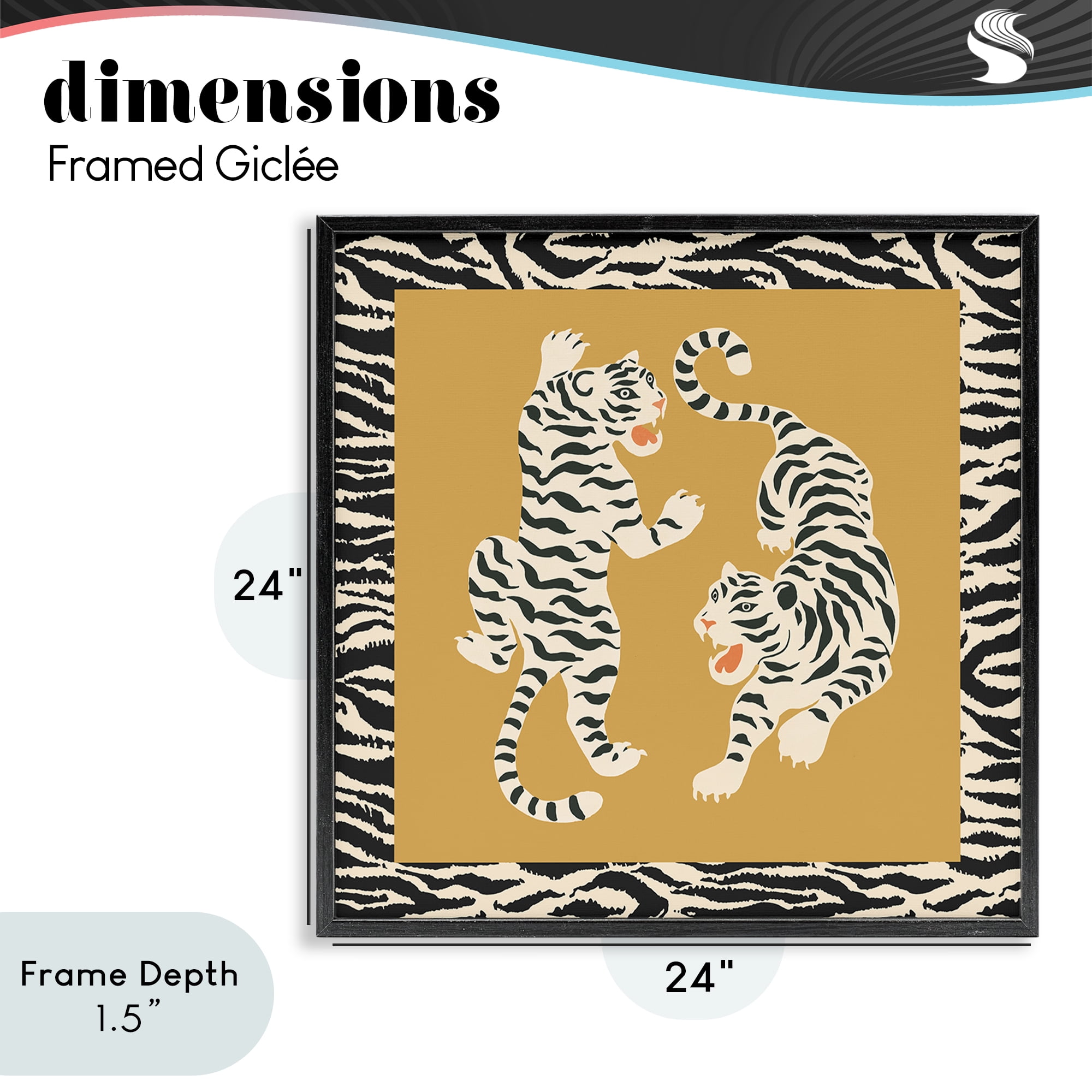 Stupell Industries Boho Twin Tiger Stripes Black Framed Giclee Art, design by Karolina Sato