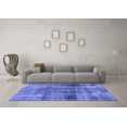 thumbnail image 3 of Ahgly Company Machine Washable Indoor Square Abstract Blue Modern Area Rugs, 4' Square, 3 of 4