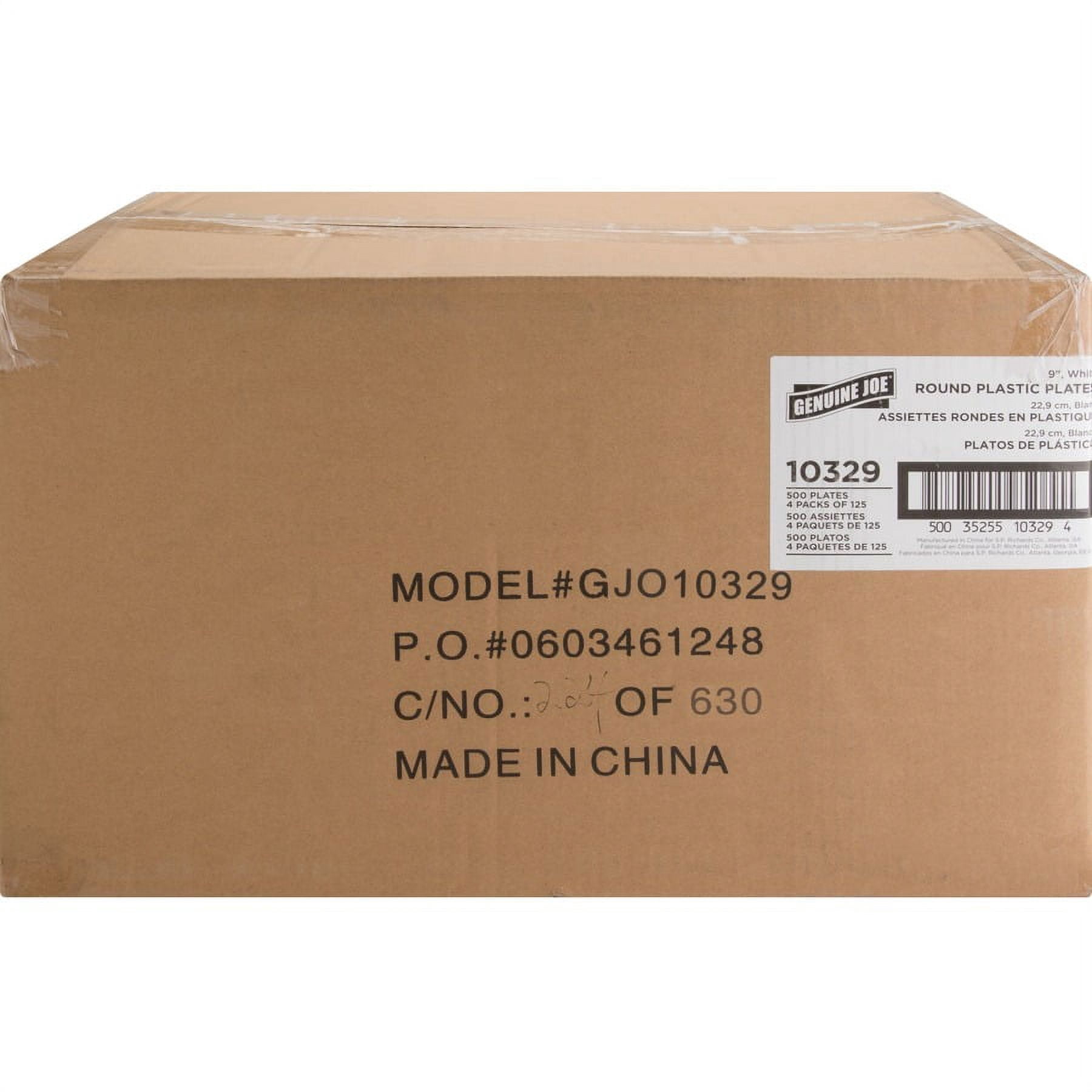 Genuine Joe Reusable Plastic White Plates - 125 / Pack - Serving - Disposable - White - Plastic Body - 500 / Carton