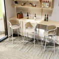 thumbnail image 2 of LeisureMod Bar Stool Upholstered in Leather with Powder-Coated Stainless Steel White Base and Curved Wicker Back Design for Modern Home, Dining Room, Kitchen Ervilla Collection in White, 2 of 12