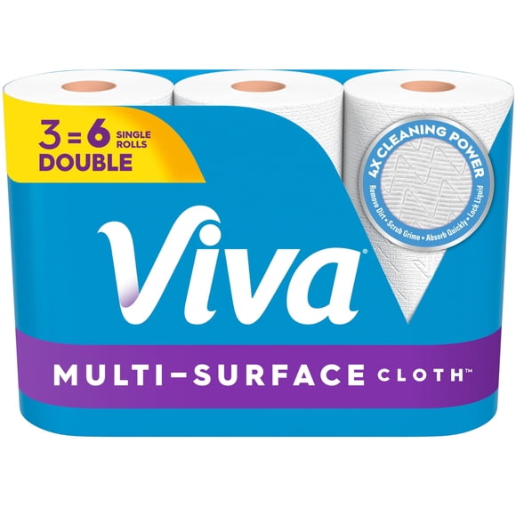 Viva - Toallas de papel de tela multisuperficie, 3 rollos dobles, 110 hojas por rollo