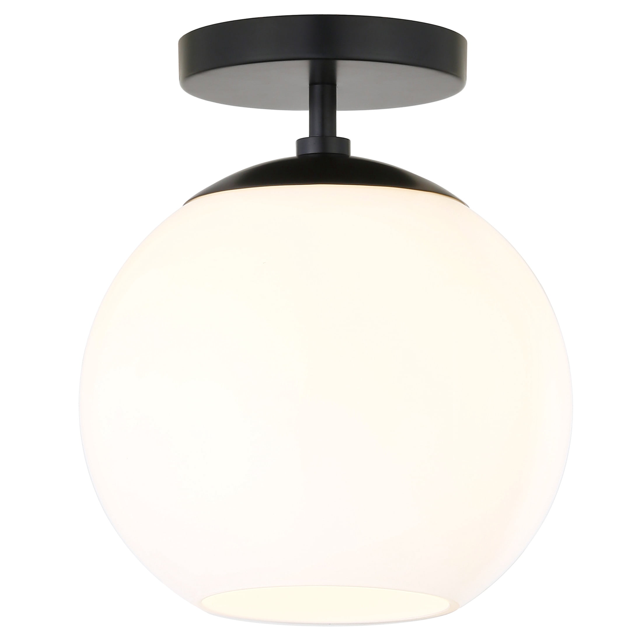 Evelyn&Zoe 9" Matte Black Metal/Glass Semi Flush Mount