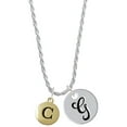 thumbnail image 1 of Delight Jewelry Goldtone Capital Letter - C - Pebble Disc - Silvertone Script Initial Disc - G - Charm Necklace, 20"+3", 1 of 4