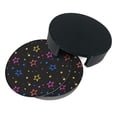 thumbnail image 6 of PAYOHTO Bright Colorful Stars Black Premium PU Leather Coasters Set - 6 Stylish Round Drink Coasters with Storage Box for Home and Office Use, 6 of 6