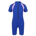 thumbnail image 2 of Aislor Kids Big Girls Zippered Swimsuit Swimwear Bathing Suit Rash Guard Shorty Sun Protection Wetsuit Blue 12, 2 of 7