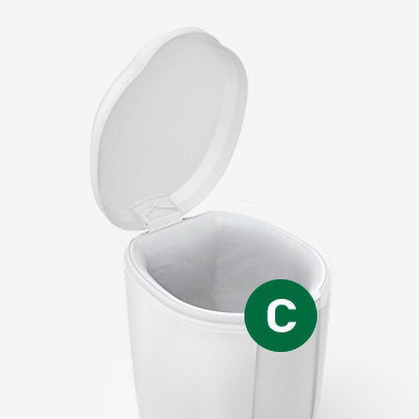 simplehuman 6 Liter / 1.6 gal Plastic Compact Round Bathroom Step Trash  Can, White 