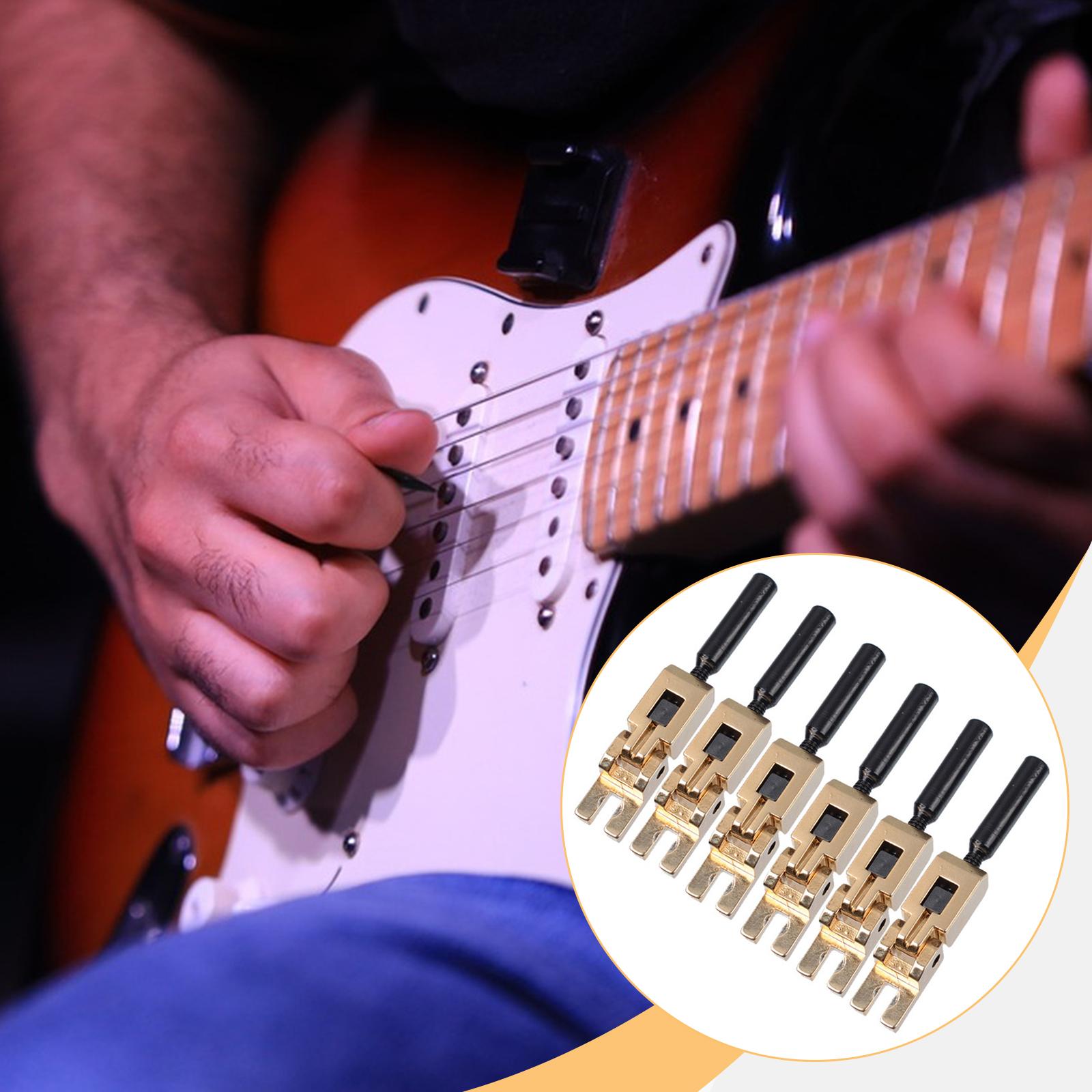 6 Pieces Guitar Bridge Saddles Electric Guitar Parts Metal Construction for DIY Repairs and Musicians