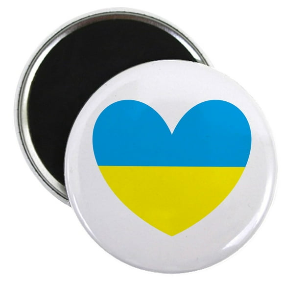 CafePress - I Stand With Ukraine Heart Magnets - 2.25" Round Magnet, Refrigerator Magnet, Button Magnet Style