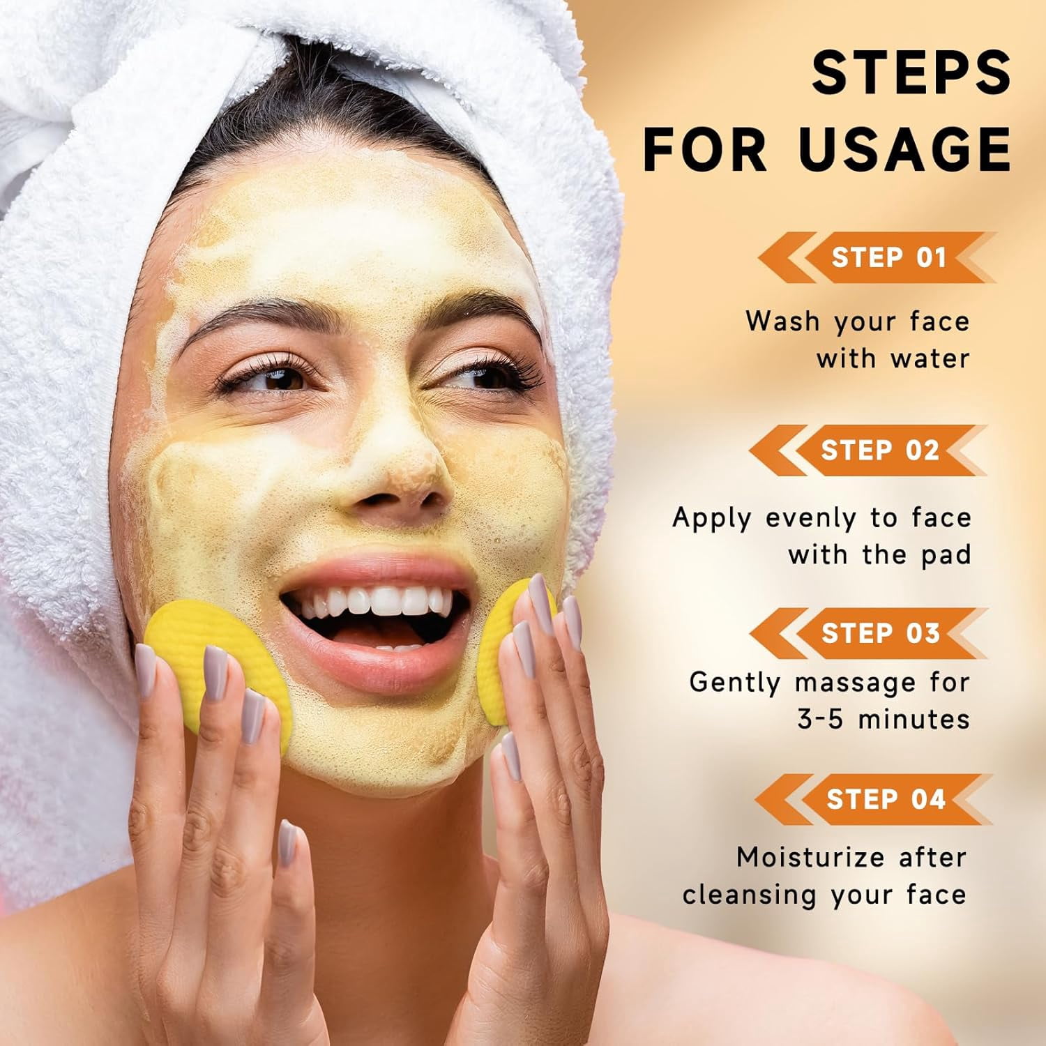 Kojic Acid and Turmeric Cleansing Pads, Turmeric Cleansing Pads, Face Turmeric Kojic Acid Pads, Helps Balance Skin Oil And Water - 60 Pack