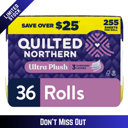 Quilted Northern Ultra Plush 3-Ply Toilet Paper, 255 Sheets per Roll, 36 Count