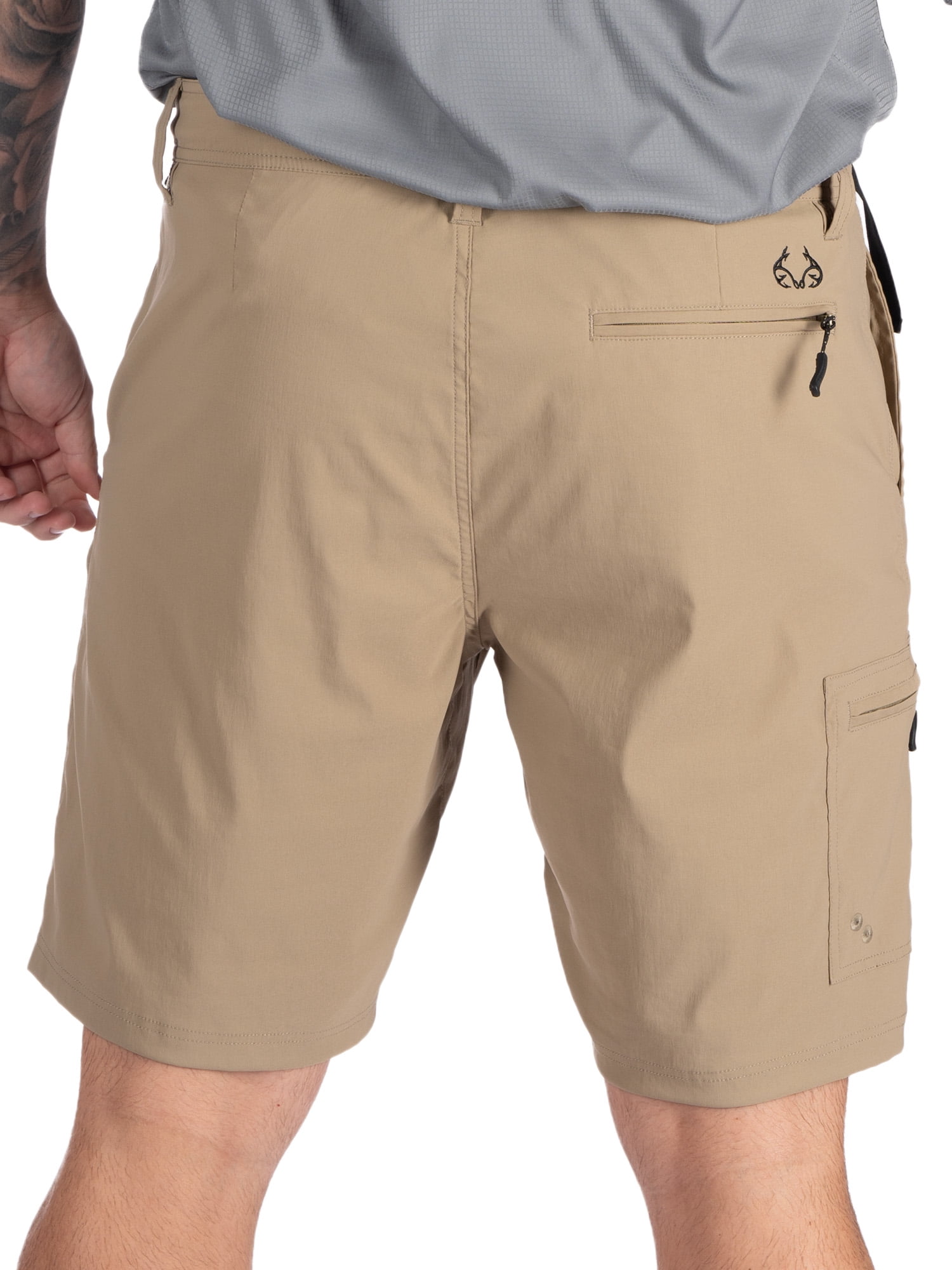 Realtree Men's Hybrid Fishing Shorts, Athletic Performance Short Pants in Stone Tan, Sizes S-3XL