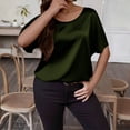 thumbnail image 6 of CHUMUD Womens Plus Size Satin Tops Short Sleeve Crew Neck Blouse Loose Fitted Casual Tee Trendy Spring Summer Outfits, 6 of 6