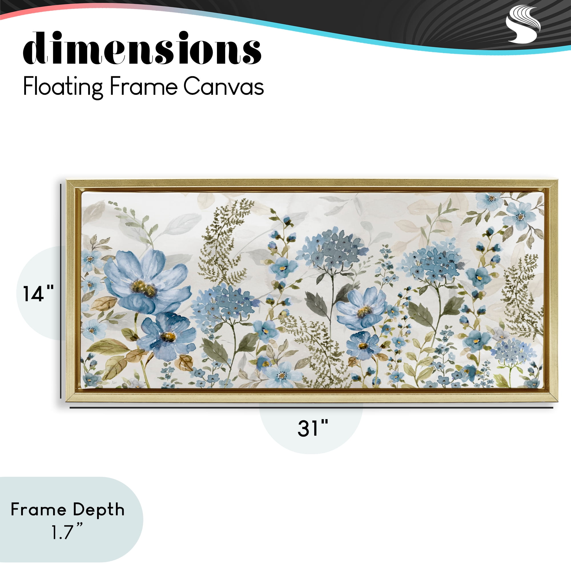 Stupell Industries Subdued Meadow Foliage Gold Framed Floater Canvas Wall Art, design by Nan