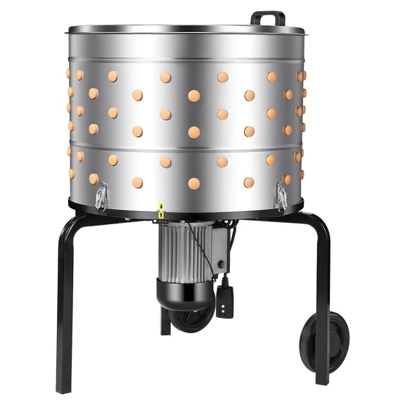VEVOR Chicken Plucker Machine, 25.6 in Drum, 1200W & 275RPM Electric Chicken Plucking Machine with 158 Soft Fingers & Transport Wheels, Stainless Steel Feather Remover for Processing 4 Chicks Once