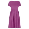 thumbnail image 3 of CHGBMOK Women Crew Neck Short Sleeve Midi Dress with Pockets Casual Aline Flowy T shirt Dress Vacation Beach Sundress, 3 of 5