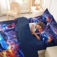 thumbnail image 4 of Castle Fairy Cyberpunk Blue Car Twin Bedding Sets 7-Piece for Men, Neon City Bedding Comforter Set for Bedroom, Blue and Orange,Navy Blue Reversible, 4 of 7