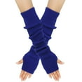 thumbnail image 1 of Guantes de lana de otoño e invierno para mujer, cálidos, de color sólido, acrílico, con brazo alargado, manga larga para usar con los dedos, a la moda, 1 of 6