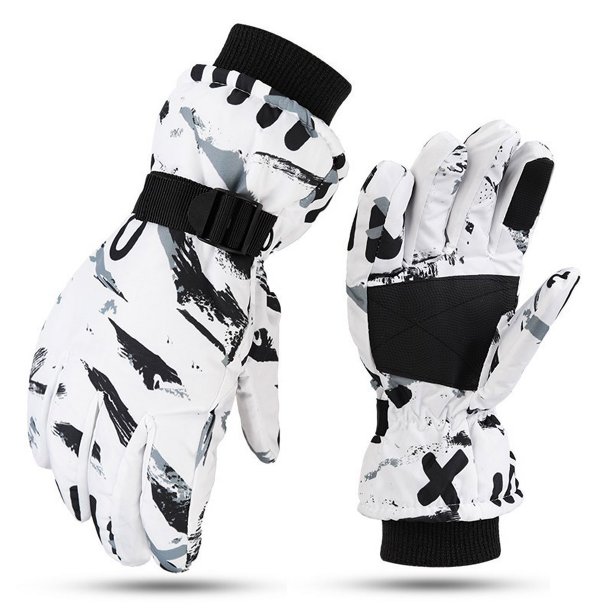Guantes de esquí de tres capas de algodón con forro polar, gruesos, antideslizantes, cálidos, resistentes al frío y al viento, para hombre y mujer, para invierno
