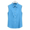 thumbnail image 4 of Kukoosong Women's Button Down Shirts Lapel Sleeveless Work Blouses Collared Tank Tops, 4 of 7