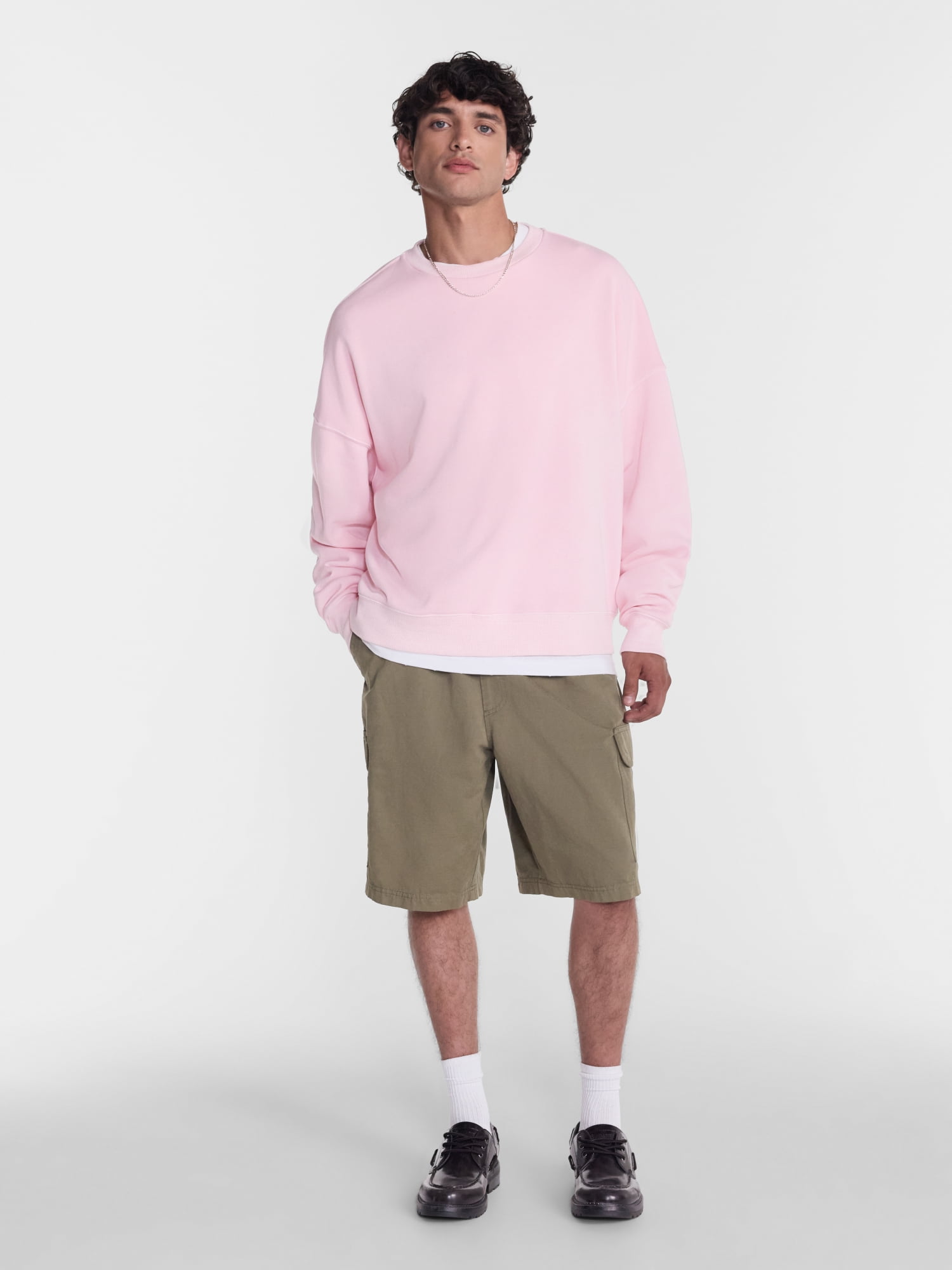 No Boundaries Crewneck Fleece Sweatshirt with Long Sleeves, Men's XS-4XLT