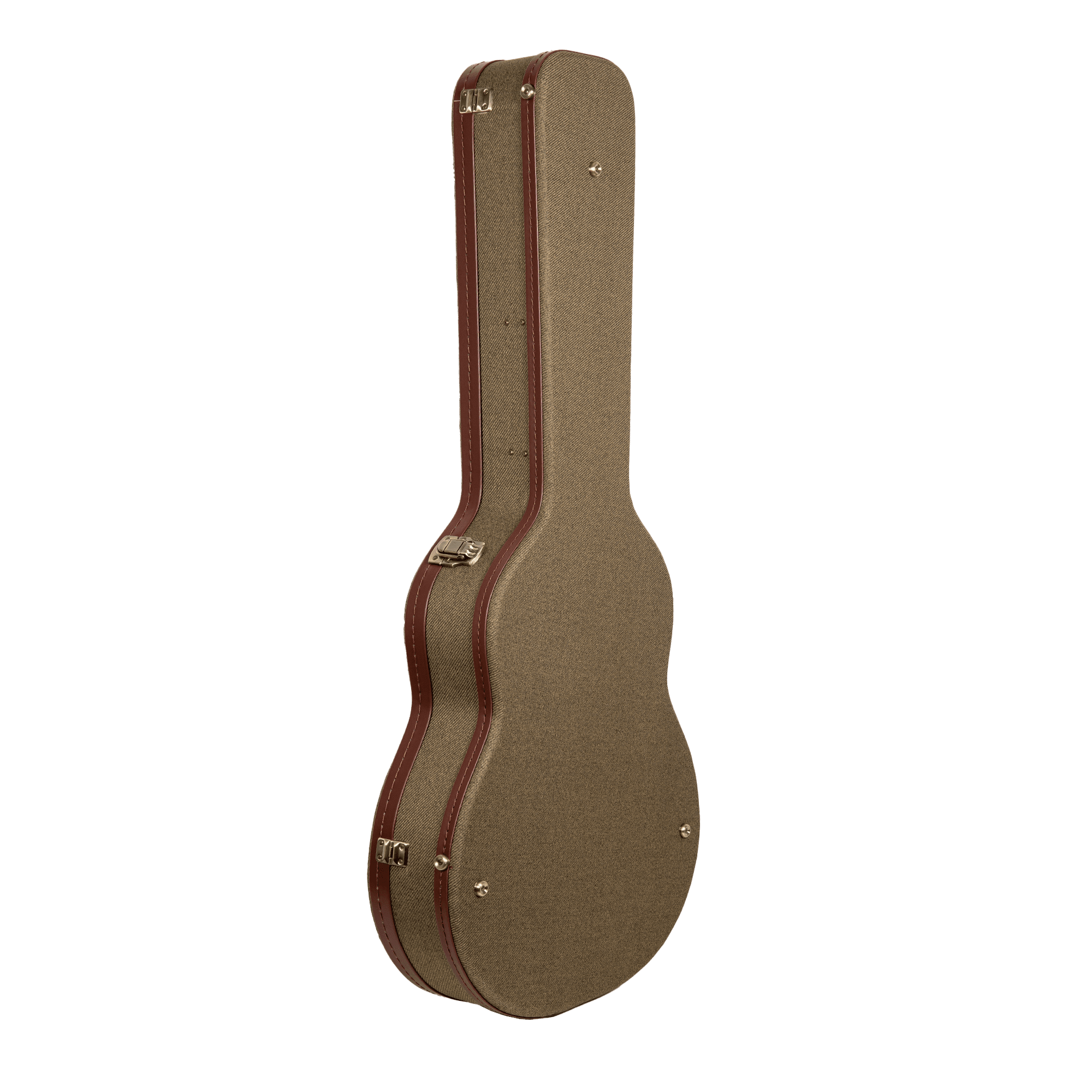 Crossrock Master Series-Wooden 335 Style 6-string Semi-Hollow Electric Guitar Case-Security Lock, Genuine Leather Handle, Reinforced Hardware, Metal Feet, Storage Space- Olive Green Tweed