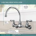 thumbnail image 3 of Masco 4360459 Two Handle Wall Mounted Kitchen Faucet, Chrome, 3 of 4