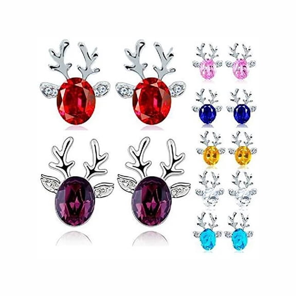 Reindeer Earrings for Women by Ginger Lyne White Gold Plated Christmas Earrings for Her
