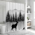 thumbnail image 6 of Deer Forest Shower Curtain, Waterproof Shower Curtains for Bathroom, Retro Country Trees Mountain Nature Scenery Washable Fabric Bathtub Curtain Set Bath Decor with 12 Hooks 72"x78", 6 of 8