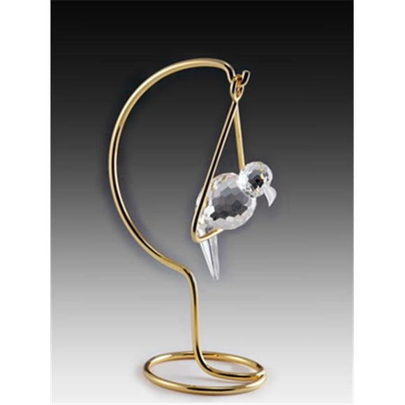 3.54 L x 6.29 H in. Crystal Parrot on Stand Birds Figurines