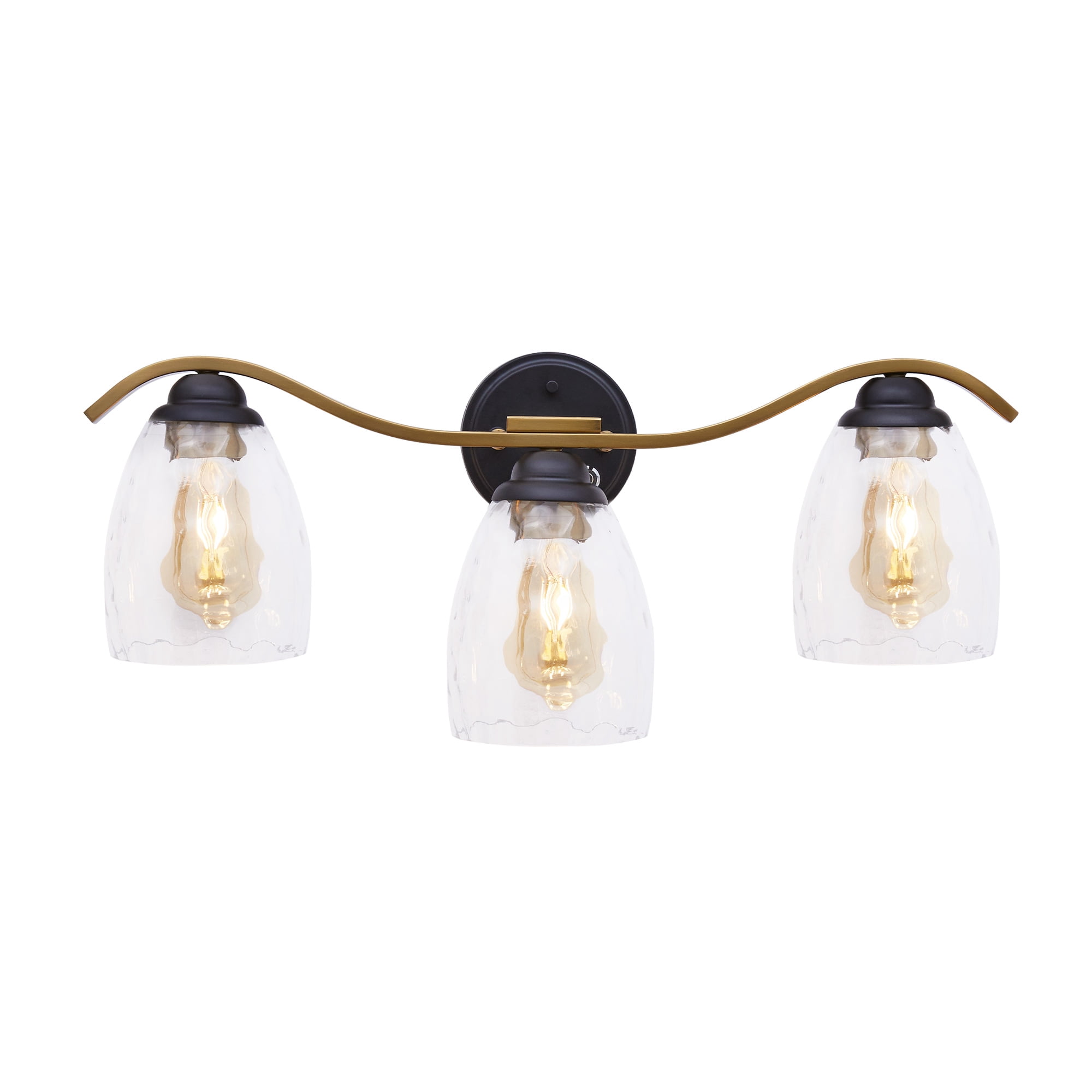 Teamson Home Heidi Dimmable 3-Light Bathroom Vanity Light, Black/Brass