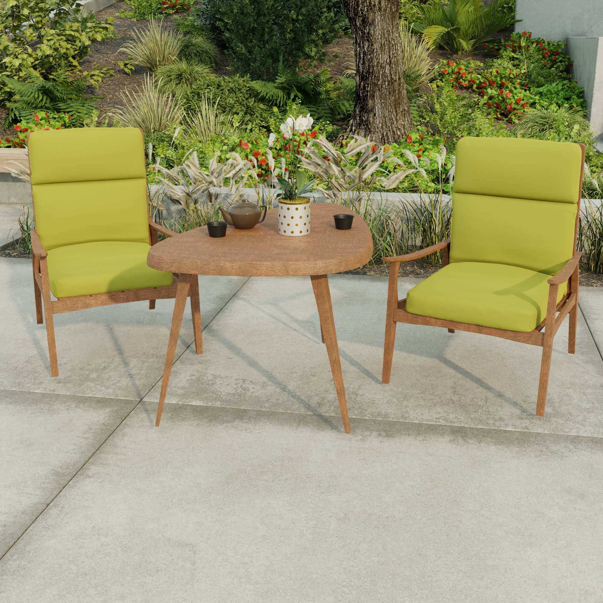 Jordan Manufacturing 44" x 22" Veranda Kiwi Green Solid Rectangular Outdoor Chair Cushion with Ties and Hanger Loop