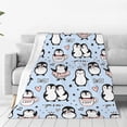 thumbnail image 2 of Cute Penguin Blanket Valentines Day Gifts for Adults & Kids for Living Room Bedding Couch Soft Warm Lightweight Cozy Throw Funny Animals Penguins and Heart Doodle Blankets Decor 50x60in, 2 of 5