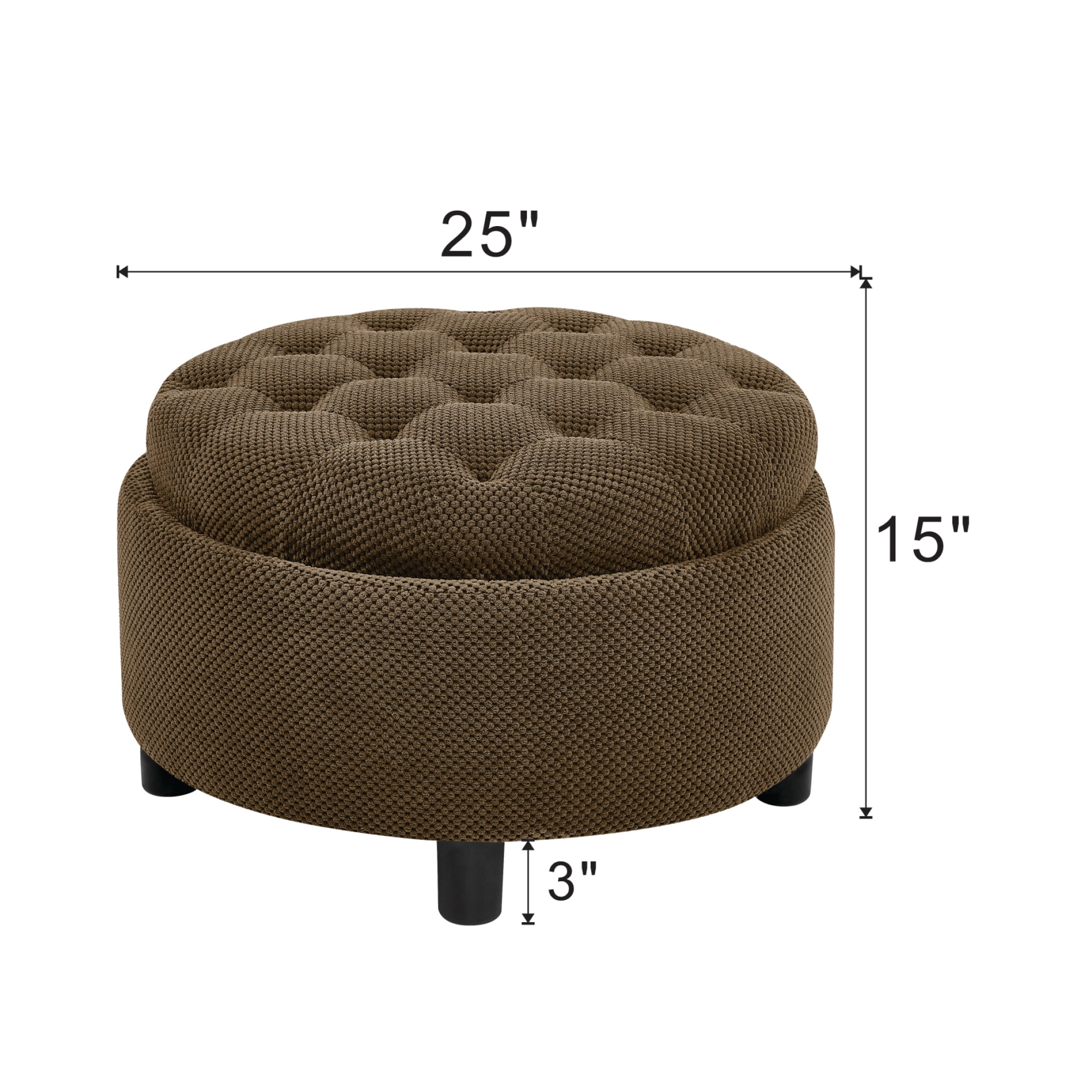 Leumius Storage Ottoman Bench,Round Coffee Table Ottoman,Wooden Top Side Table with Hidden Storage for Living Room,Bedroom,Coffee