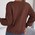 thumbnail image 6 of Woman Cable Knit Drop Shoulder Sleeve Sweater Pure Color Long Sleeve Fashion Leisure Pullover Sweater Coffee M, 6 of 6