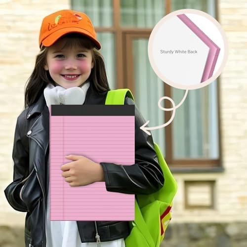 Pink Legal Pads 8.5 x 11 Notepads Wide Ruled, 12 Pack Pink Note Pads 8.5 x 11 Pink Paper, Legal Size Paper, 30 Sheet/Notepad, Lined Paper with Sturdy White Back, Writing Pads for Study, Office, Home