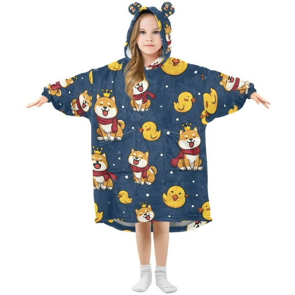 joogoo Wearable Blanket Hoodie for Cute Corgi Dogs Ducks Oversized Sherpa Hooded 3-14 YR M