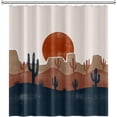 thumbnail image 4 of Abstract Mid Century Bohemian Bathroom Shower Curtain Desert Cactus Red Sun Shower Curtain with Hooks Waterproof Fabric Polyester Shower Curtain Modern Aesthetics Home Decorative, 36x72 Inch, 4 of 6