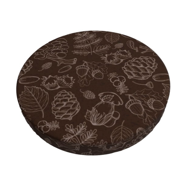 Disketp Autumn Brown Plants Funda Redonda para Taburete, Funda de Cojín para Silla de Bar Suave y Elástica-12 inch
