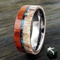 thumbnail image 4 of Tungsten Rings for Men Wedding Bands for Him Womens Wedding Bands for Her 8mm Sandalwood With Deer Antler and Turquoise, 4 of 6