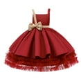 thumbnail image 3 of Gunia Girls Formal Dress Elegant Party Tutu Gown Celebrations Satin Lace Wedding Brick Red Dress For Girls 3-13 Years, 3 of 9