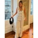 thumbnail image 2 of HH TRAF 2024 Otoño Moda Mujer Trajes de pantalón a cuadros Chaleco de cuello cuadrado Top + Cintura elástica Elegante Salvaje Femenino Pantalón largo de pierna ancha, 2 of 5