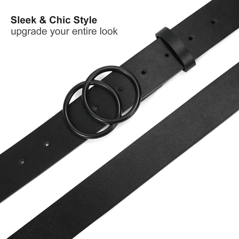 Women Leather Belt Fashion Double O-Ring Soft Faux Leather  display picture 2