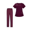 thumbnail image 4 of Conjunto De Uniformes Médicos Para Hombres Y Mujeres, Blusa Médica Y Pantalones Elásticos Para Salón De Belleza Veterinario L, Color Rojo Oscuro Sunnimix traje de trabajo de enfermera, 4 of 8