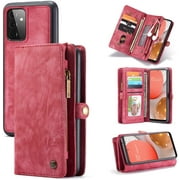 HAII Wallet Case for Samsung Galaxy A72,Premium Leather Zipper 11 Card Slot Multifunction Wallet Leather